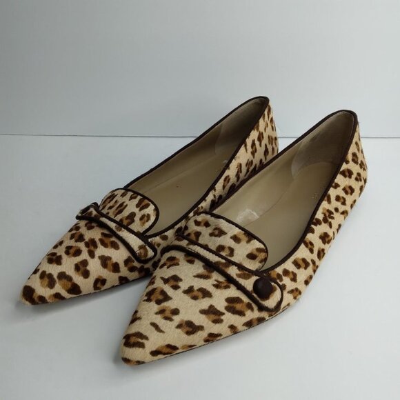 Ann Taylor Leopard Print  Calf-Hair Pointed Toe Flats Size 7M - Picture 1 of 12